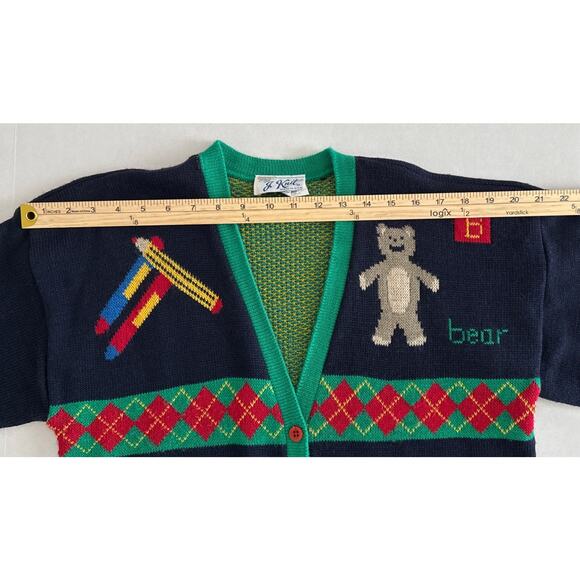 J Knits Vintage Women’s Medium V-neck Cardigan Sweater Teacher School USA - Picture 8 of 10